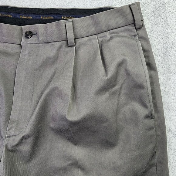 Brooks Brothers Pants Mens 37 x 30 Gray Advantage Eilliot Pleated Cotton Office - Picture 6 of 11
